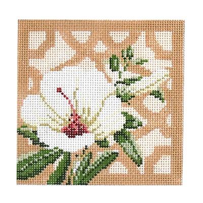 Trellis Coaster Hibiscus Painted Canvas Kirk & Bradley - 1