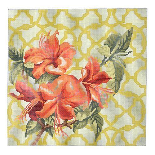 Trellis Square Azalea Painted Canvas Kirk & Bradley - 1
