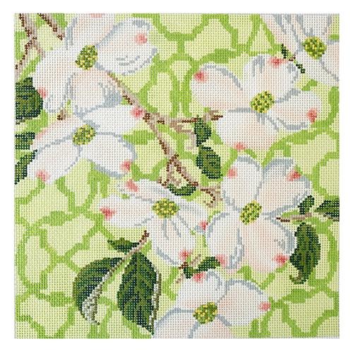 Trellis Square Dogwood Painted Canvas Kirk & Bradley - 1