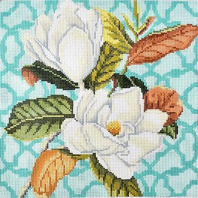 Trellis Square Magnolia Painted Canvas Kirk & Bradley - 1