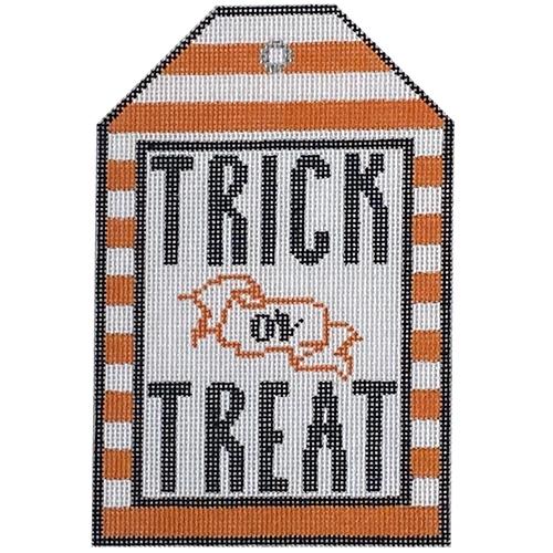 Trick or Treat Orange Stripe Painted Canvas The Meredith Collection - 1