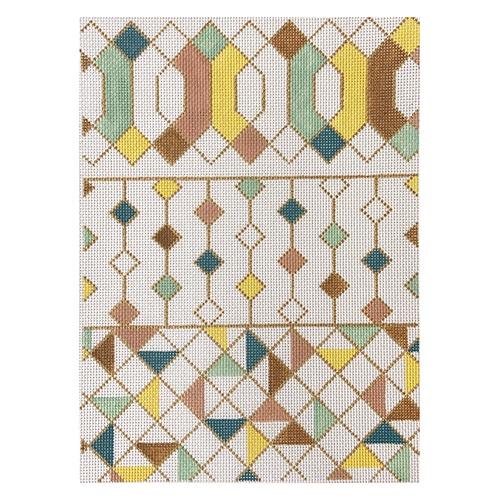 Triple Color Block Geometric Painted Canvas The Plum Stitchery - 1