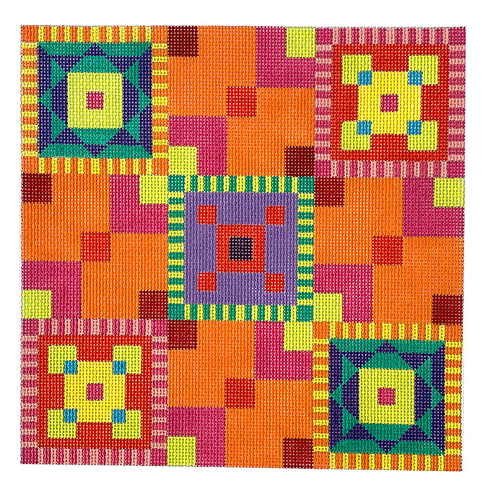 Tropic Colors Maze on 13 mesh Painted Canvas Eye Candy Needleart - 1