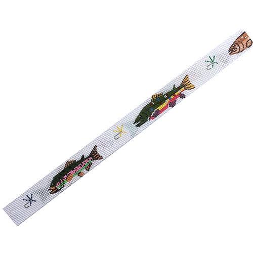 Trout Belt on White Background Painted Canvas Silver Needle