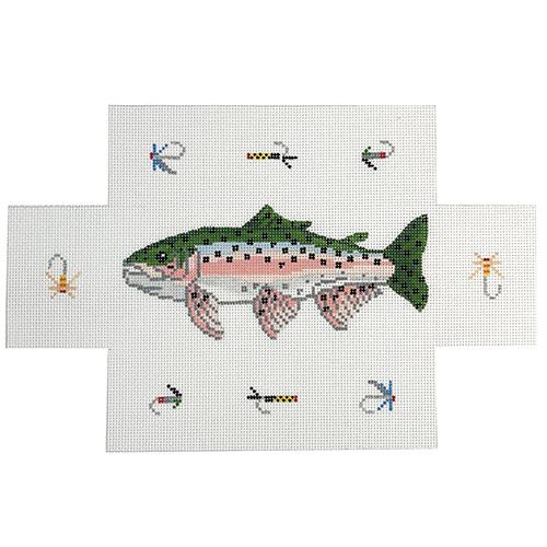 Trout & Lures Brick Cover Painted Canvas Silver Needle - 1