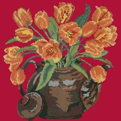 Tulip Teapot Needlepoint Kit Kits Elizabeth Bradley Design Bright Red