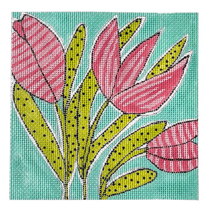 Tulips Painted Canvas ditto! Needle Point Works - 1