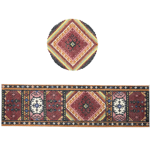 Turkish Kilim Hinged Box with Hardware Painted Canvas Funda Scully - 1