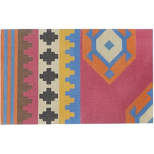 Turkish Kilim Pink Clutch Painted Canvas Stitch Rock Designs - 1