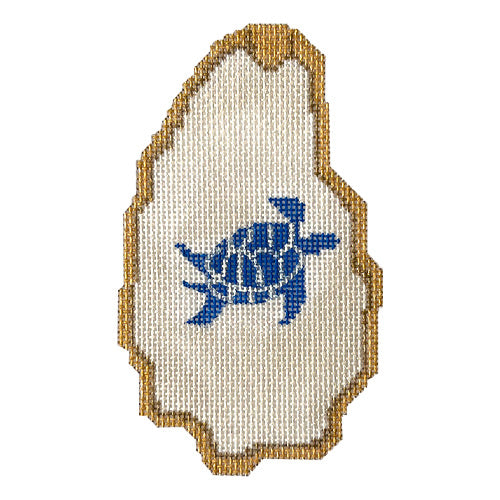 Turtle Oyster Shell Painted Canvas Vallerie Needlepoint Gallery - 1