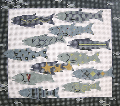 Twelve Fish Painted Canvas Pippin - 1