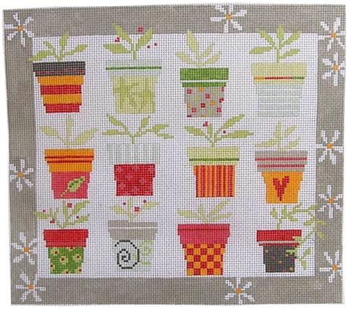 Twelve Flowerpots Painted Canvas Pippin - 1