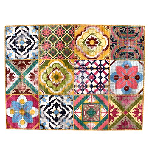 Twelve Square Patchwork Painted Canvas Alice Peterson Company - 1