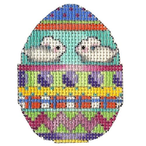 Two Bunnies Dots Chevron Mini Egg Painted Canvas Associated Talents - 1