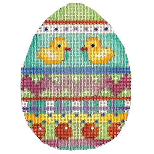 Two Ducks Chevron Stripes Mini Egg Painted Canvas Associated Talents - 1