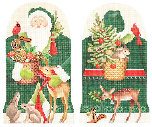 Two-Sided Forest Friends Father Christmas Painted Canvas Kirk & Bradley 