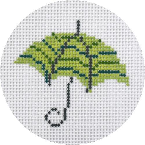 Umbrella Green Scallops Painted Canvas Pippin
