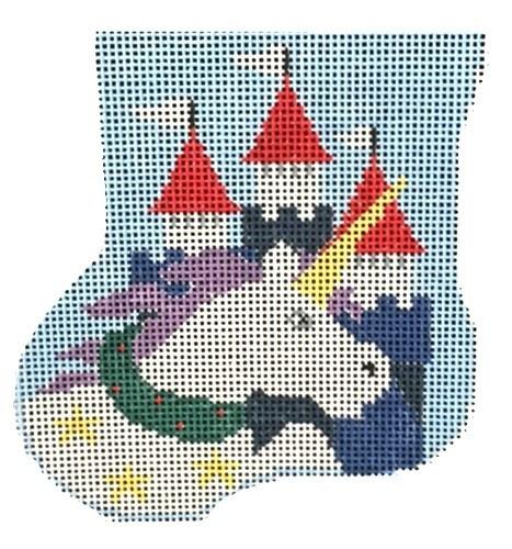 Unicorn Mini Sock Painted Canvas Kathy Schenkel Designs - 1