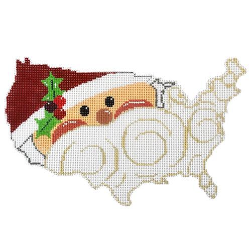 United States Shaped Santa Painted Canvas The Meredith Collection - 1