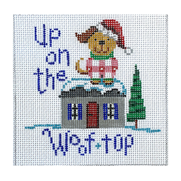 Up on the Woof-top Ornament Painted Canvas Patti Mann
