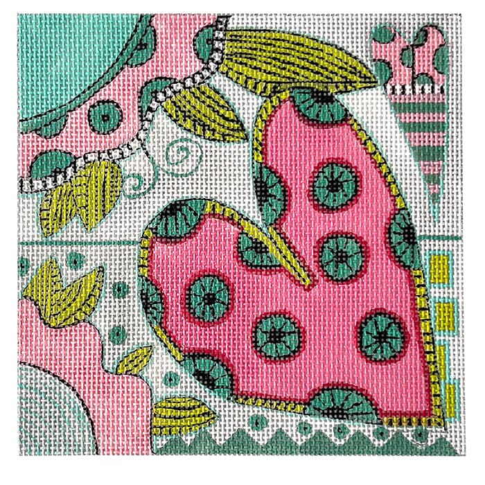 Upside Down Heart Painted Canvas ditto! Needle Point Works - 1