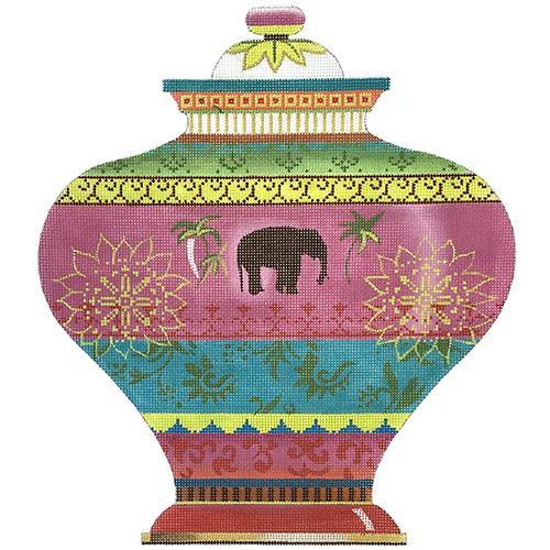 Urn and Elephant Painted Canvas Colors of Praise