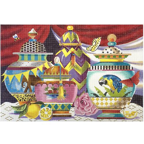 Urn with Lemons and Butterflies Painted Canvas Colors of Praise - 1