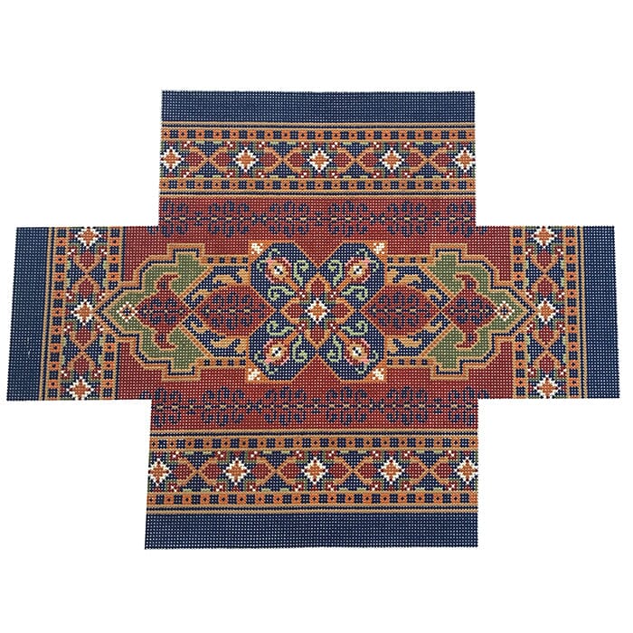 Ushak Brick Cover in Red and Blue Painted Canvas CanvasWorks - 1