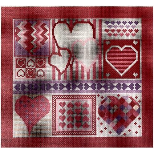 Valentines with Stitch Guide Painted Canvas A Stitch in Time - 1