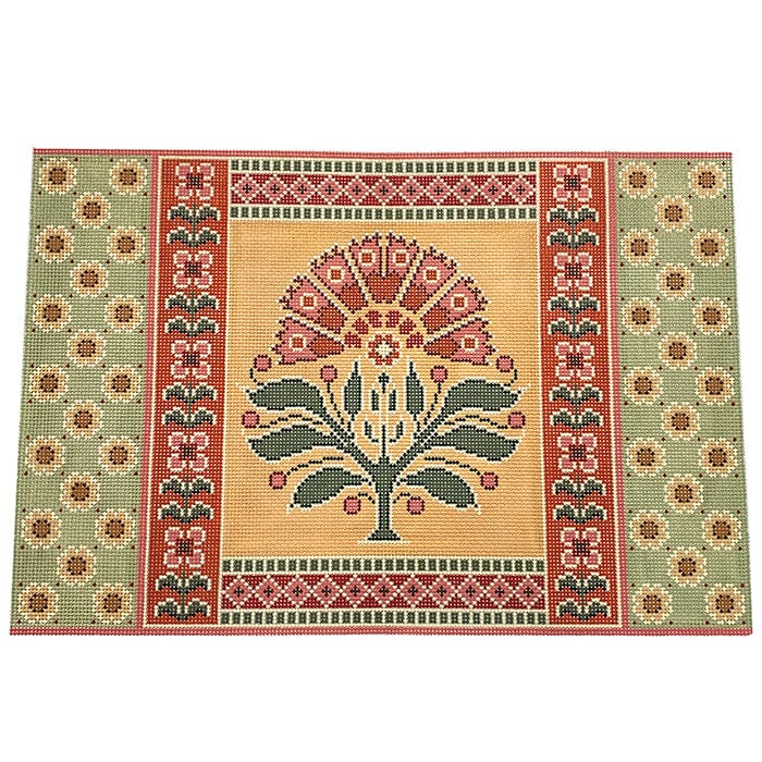Venice Kidney Pillow in Tuscan Gold Red Pink Painted Canvas CanvasWorks - 1