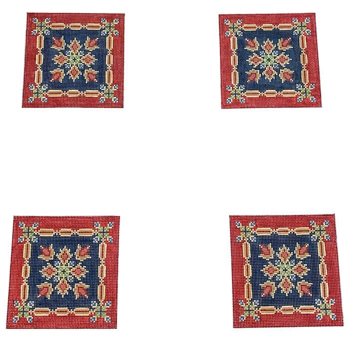 Victorian Rose Coasters Painted Canvas CanvasWorks - 1