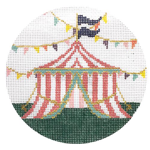Vintage Circus Big Top Tent Ornament Painted Canvas The Plum Stitchery - 1
