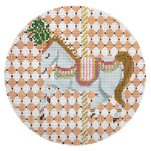 Vintage Circus Carousel Horse Ornament Painted Canvas The Plum Stitchery - 1