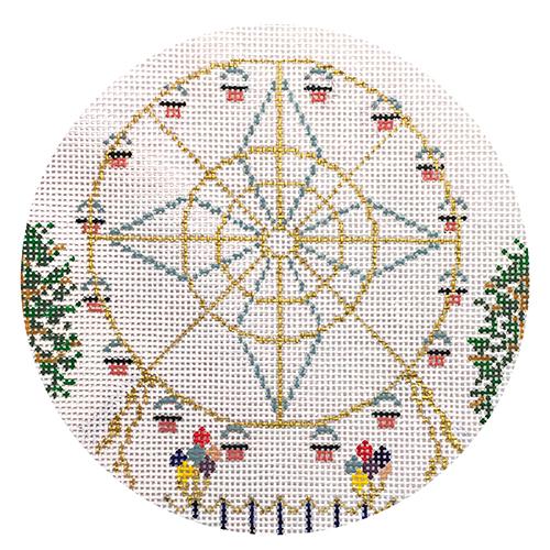 Vintage Circus Ferris Wheel Painted Canvas The Plum Stitchery