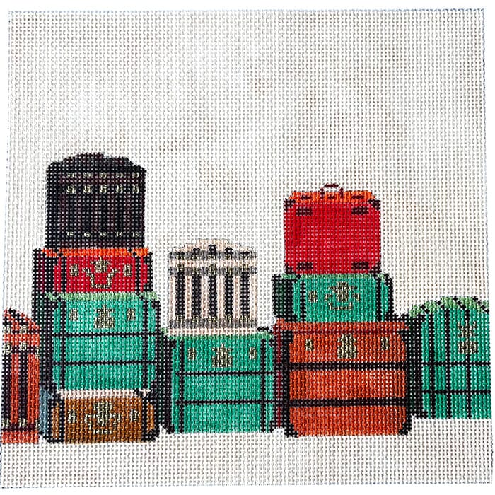 Vintage Luggage Painted Canvas Birds of a Feather - 1
