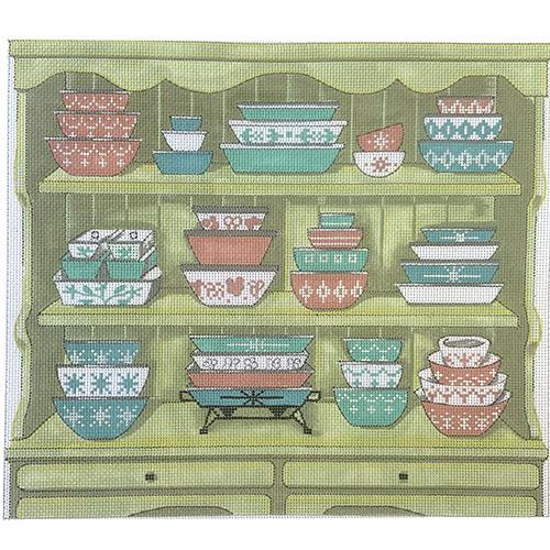 Vintage Pyrex Cookware Collection Painted Canvas Alice Peterson Company - 1