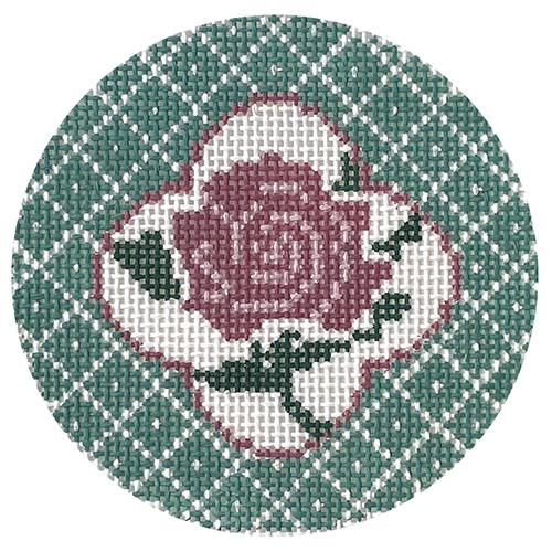 Vintage Rose on 13 Painted Canvas Blue Ridge Stitchery - 1