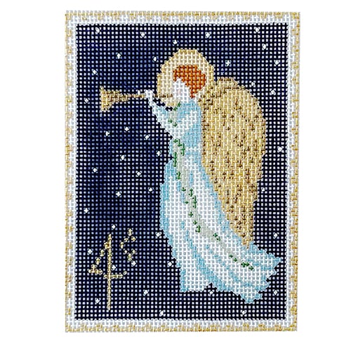 Vintage Stamp Collection Angel Painted Canvas The Plum Stitchery - 1
