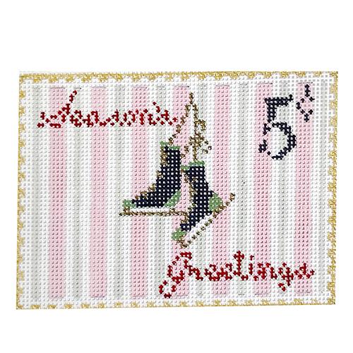 Vintage Stamp Collection Ice Skates Painted Canvas The Plum Stitchery - 1