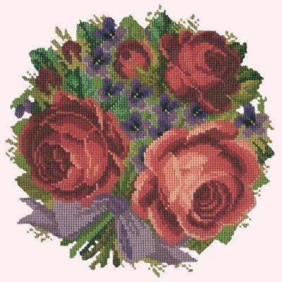 Violets & Roses Needlepoint Kit Kits Elizabeth Bradley Design Cream
