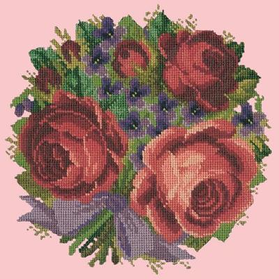 Violets & Roses Needlepoint Kit Kits Elizabeth Bradley Design Pale Rose