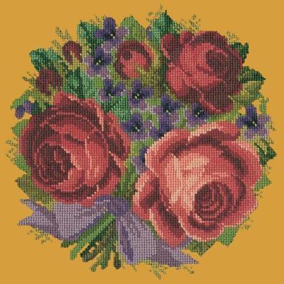Violets & Roses Needlepoint Kit Kits Elizabeth Bradley Design Yellow