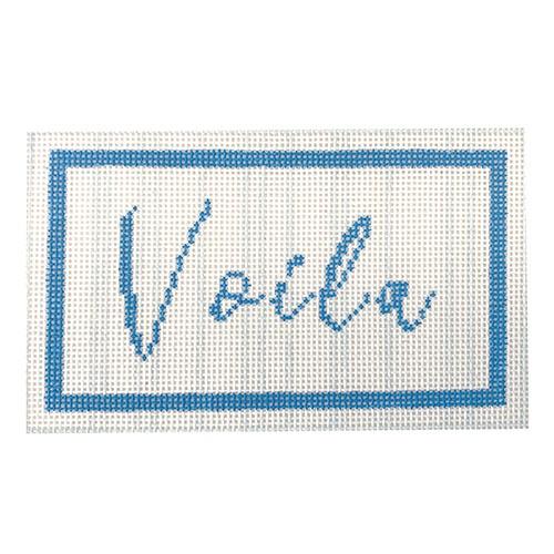 Voila with Blue Frame Painted Canvas Audrey Wu Designs