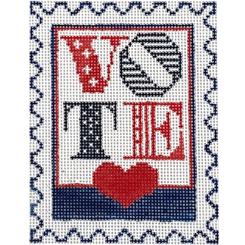 Vote Stamp Painted Canvas Wipstitch Needleworks