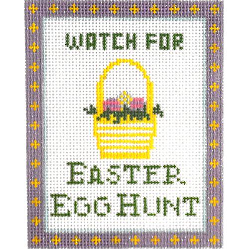 Watch for Easter Egg Hunt Ornament Painted Canvas Kimberly Ann Needlepoint - 1