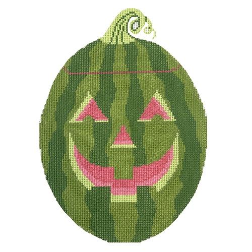 Watermelon Jack O' Lantern Painted Canvas Rachel Donley - 1