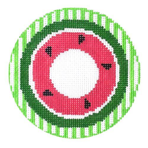 Watermelon Round Painted Canvas Rachel Donley