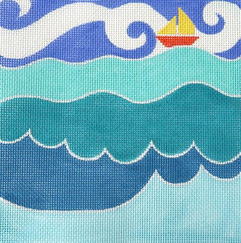 Waves Painted Canvas Vallerie Needlepoint Gallery - 1
