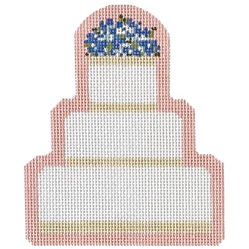 Wedding Cake Jinny 3 Tier on Pink Painted Canvas The Plum Stitchery