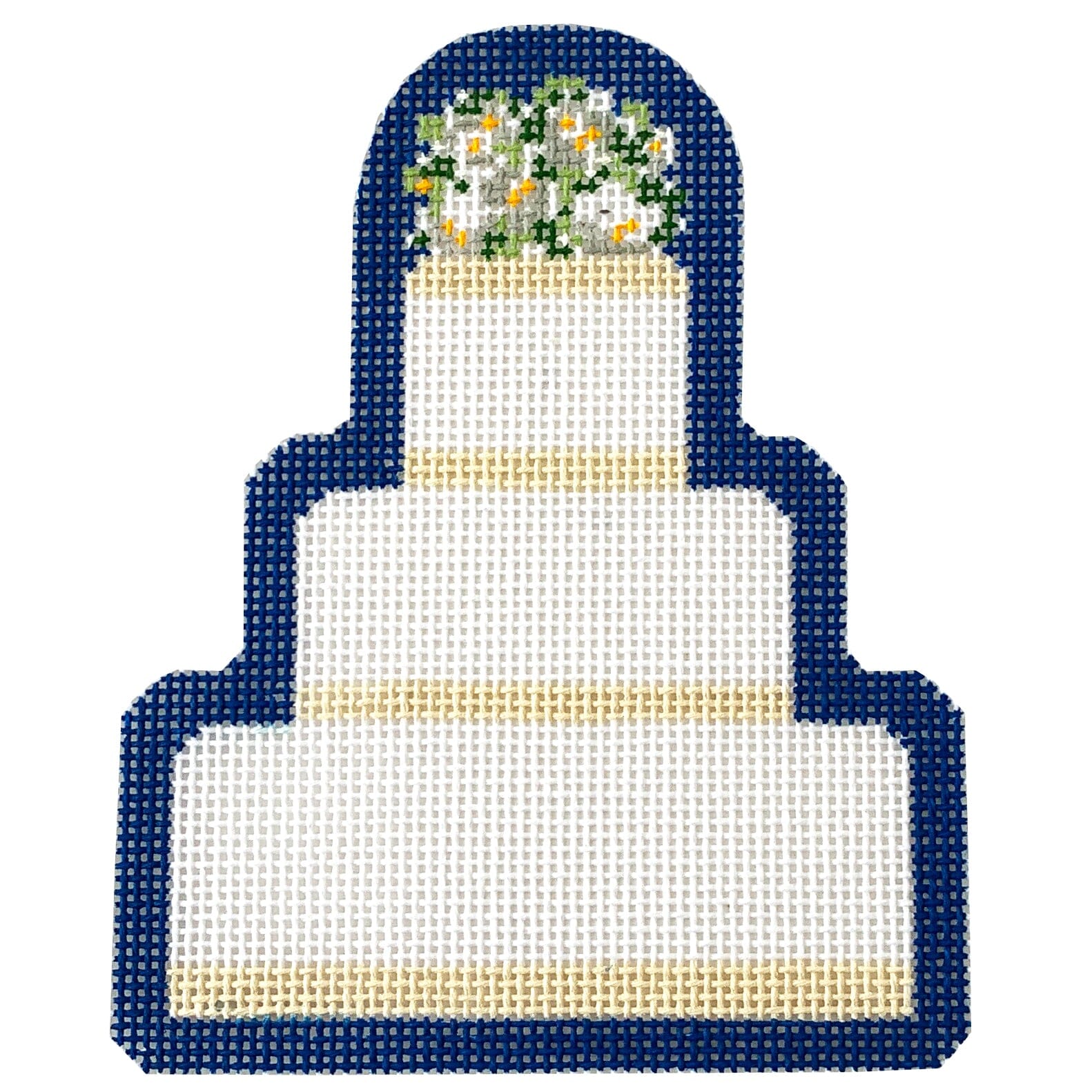 Wedding Cake Megan on Dark Blue Painted Canvas The Plum Stitchery - 1